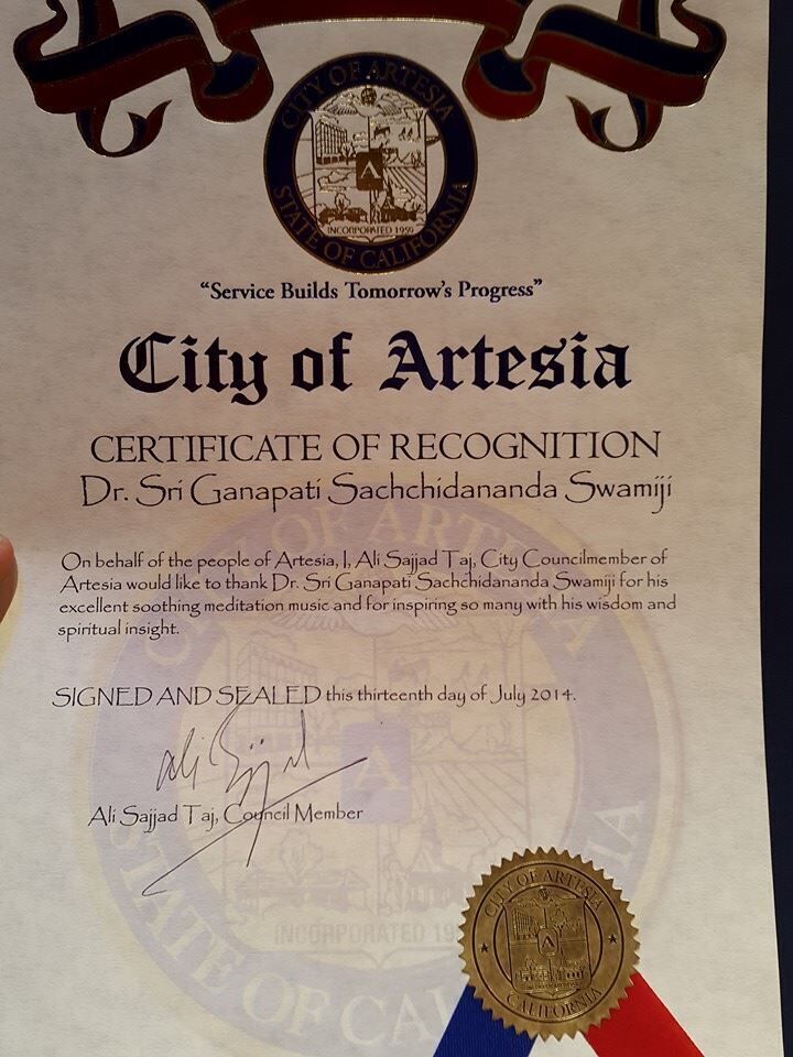 City of Artesia · Certificate of Recognition